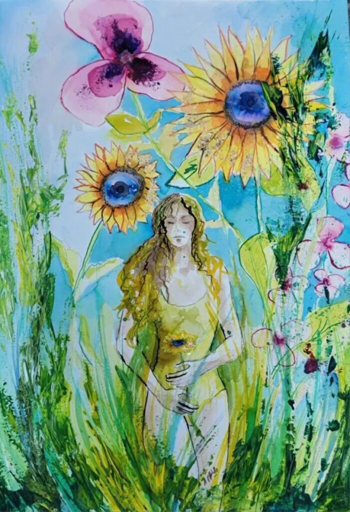 Girasole aquarelle von Agnes Castelli