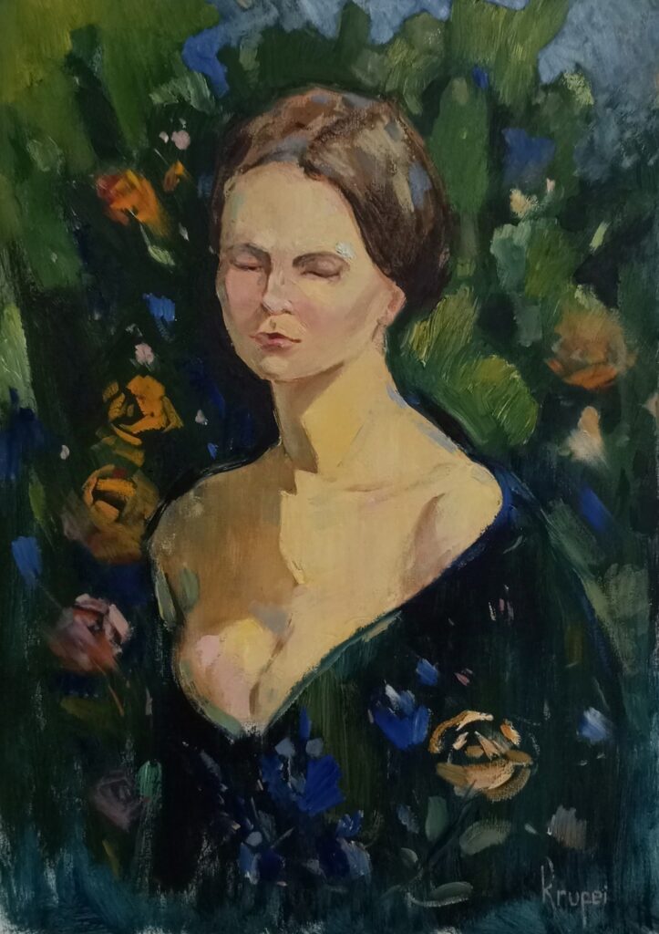 Mädchen in Garten von Dmytro Krupei