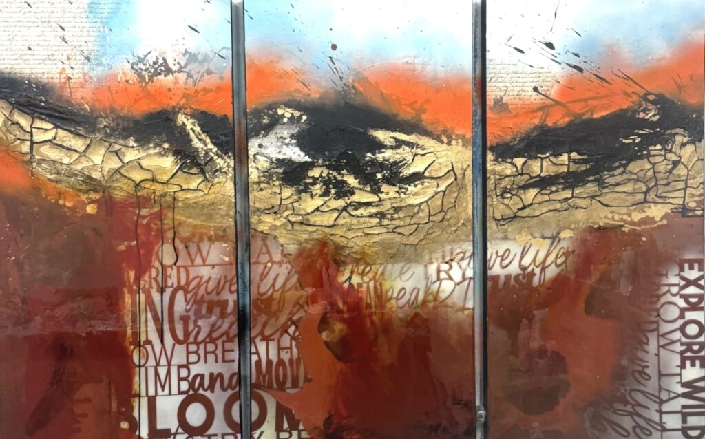 Erde und Flamme (Triptychon) von Jaka Martinez