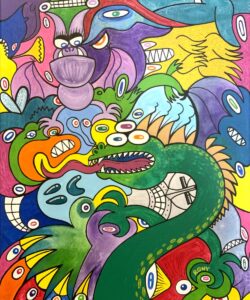Dragon-vs-Knight-Overdoodled von Ronald (Rony) Reichmann