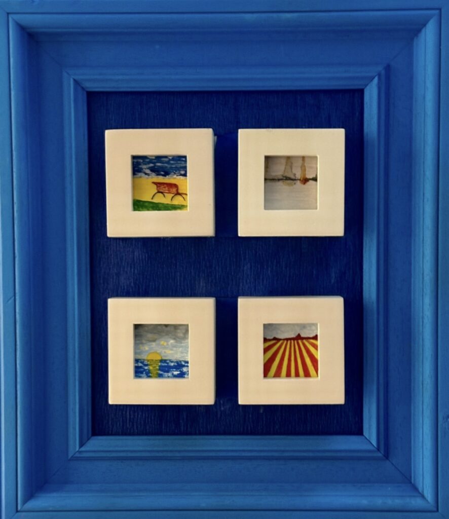 4 Einzelbilder im Holzrahmen von Hans-Jürgen Erb